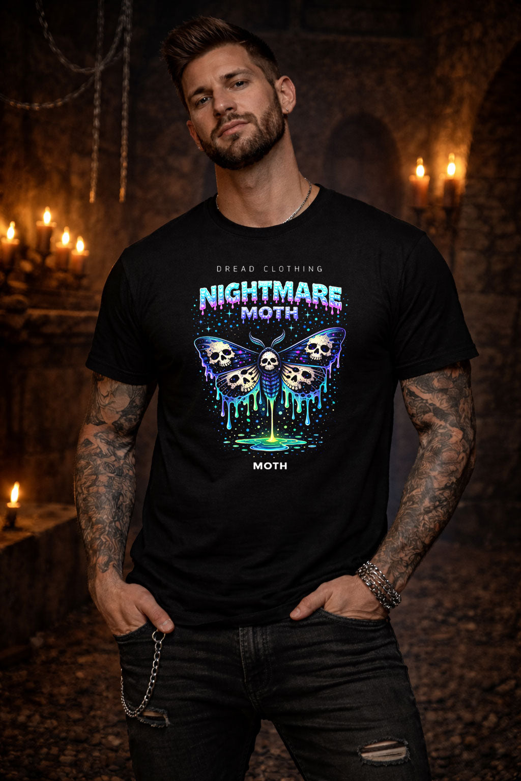 Nightmare Moth Unisex Toxic Gothic Skull Graphic T-Shirt Dark Horror Art Tee
