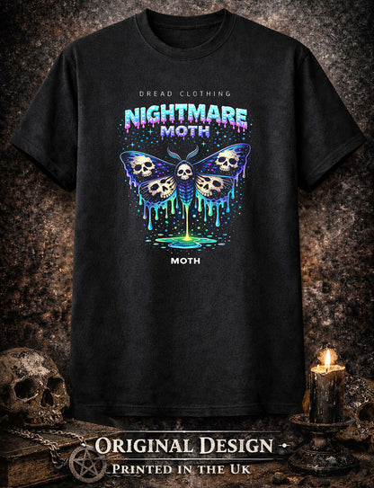 Nightmare Moth Unisex Toxic Gothic Skull Graphic T-Shirt Dark Horror Art Tee