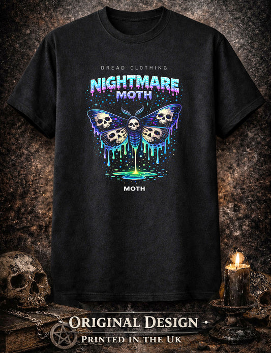 Nightmare Moth Unisex Toxic Gothic Skull Graphic T-Shirt Dark Horror Art Tee