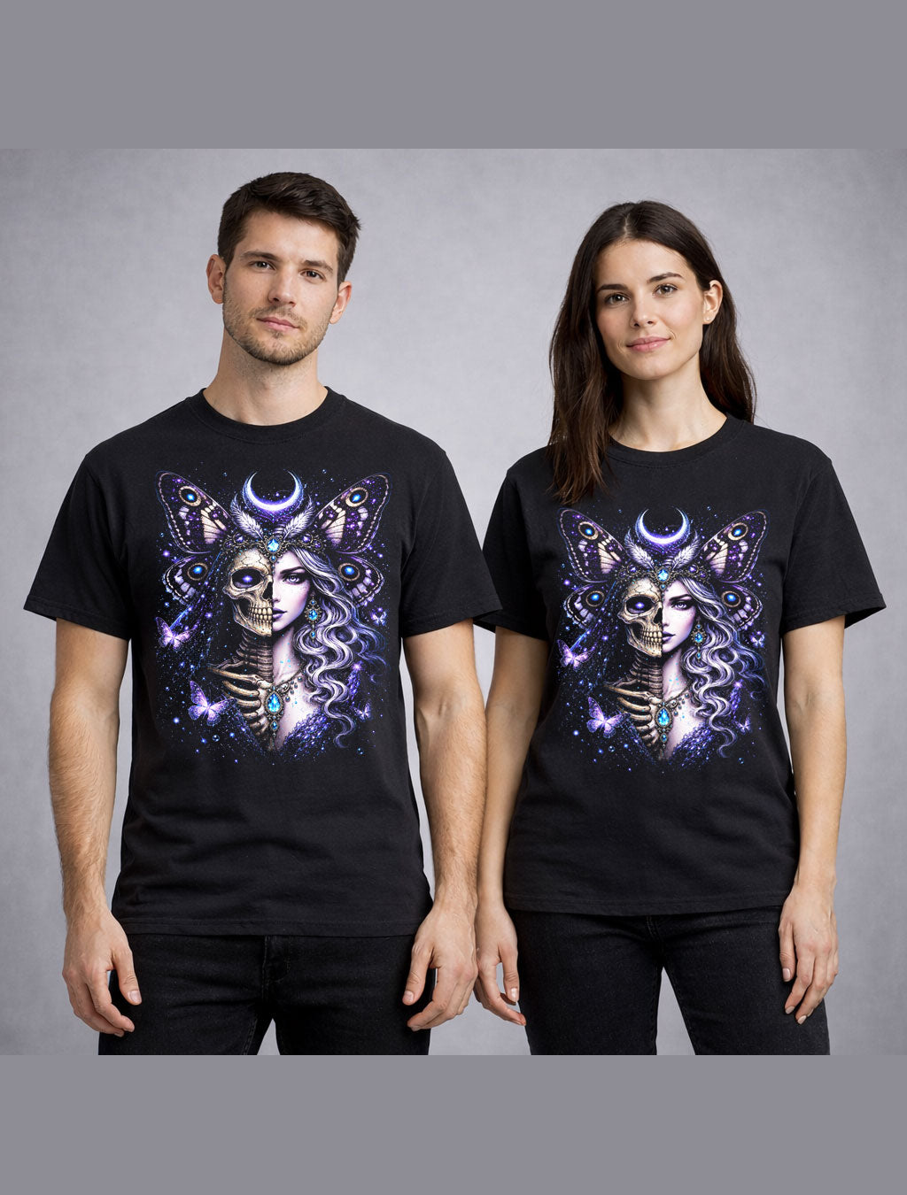 Moon Moth Fairy Skeleton Gothic Celestial Skull Unisex T-Shirt