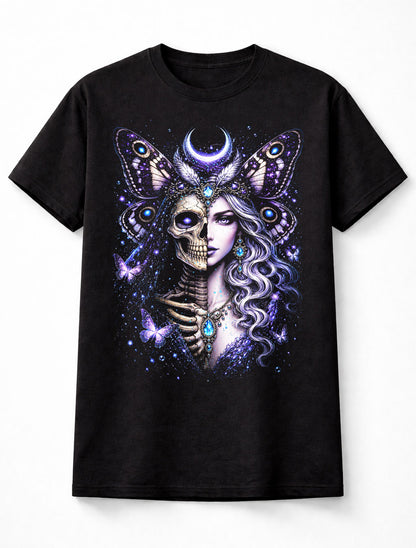 Moon Moth Fairy Skeleton Gothic Celestial Skull Unisex T-Shirt