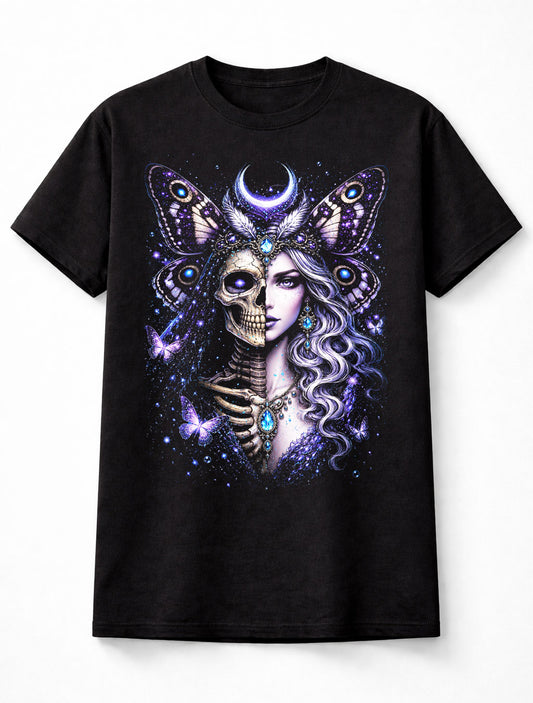 Moon Moth Fairy Skeleton Gothic Celestial Skull Unisex T-Shirt