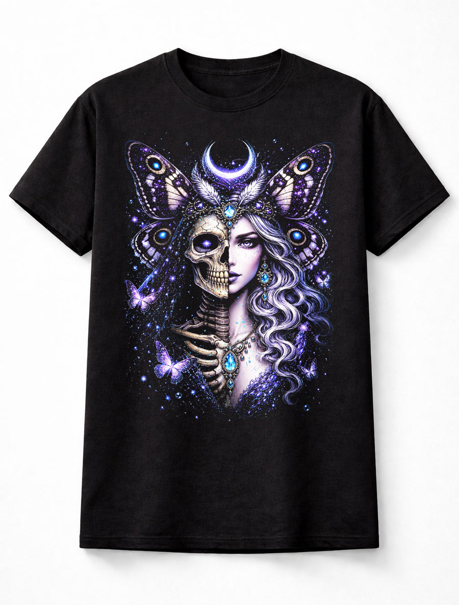 Moon Moth Fairy Skeleton Gothic Celestial Skull Unisex T-Shirt