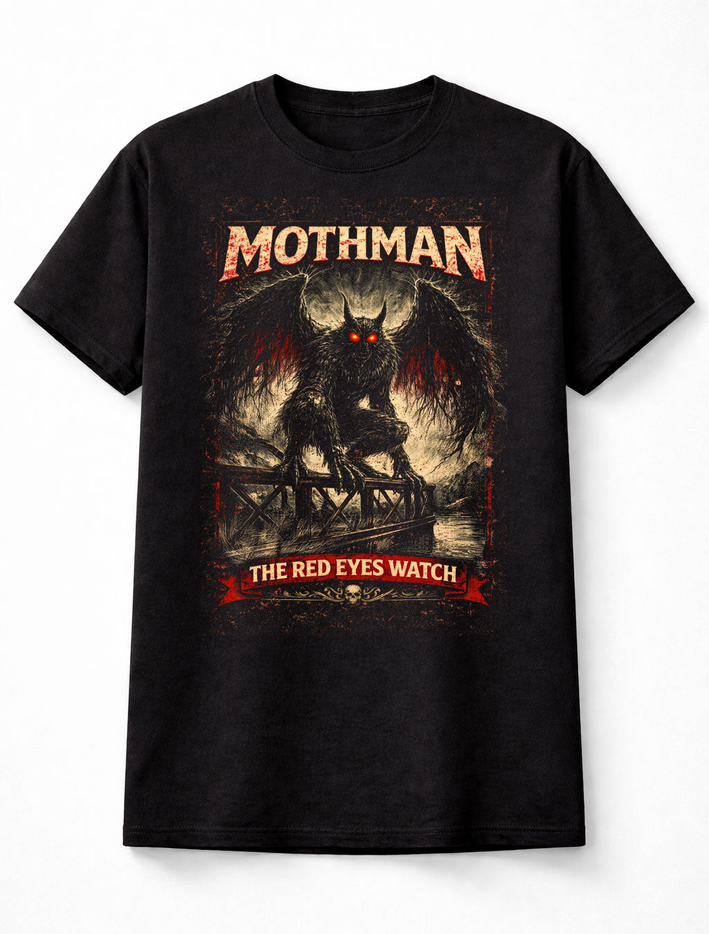 Mothman Red Eyes Cryptid Horror Creature Unisex T-Shirt