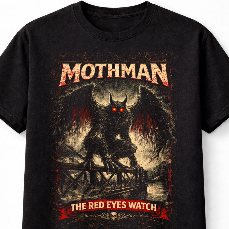Mothman Red Eyes Cryptid Horror Creature Unisex T-Shirt