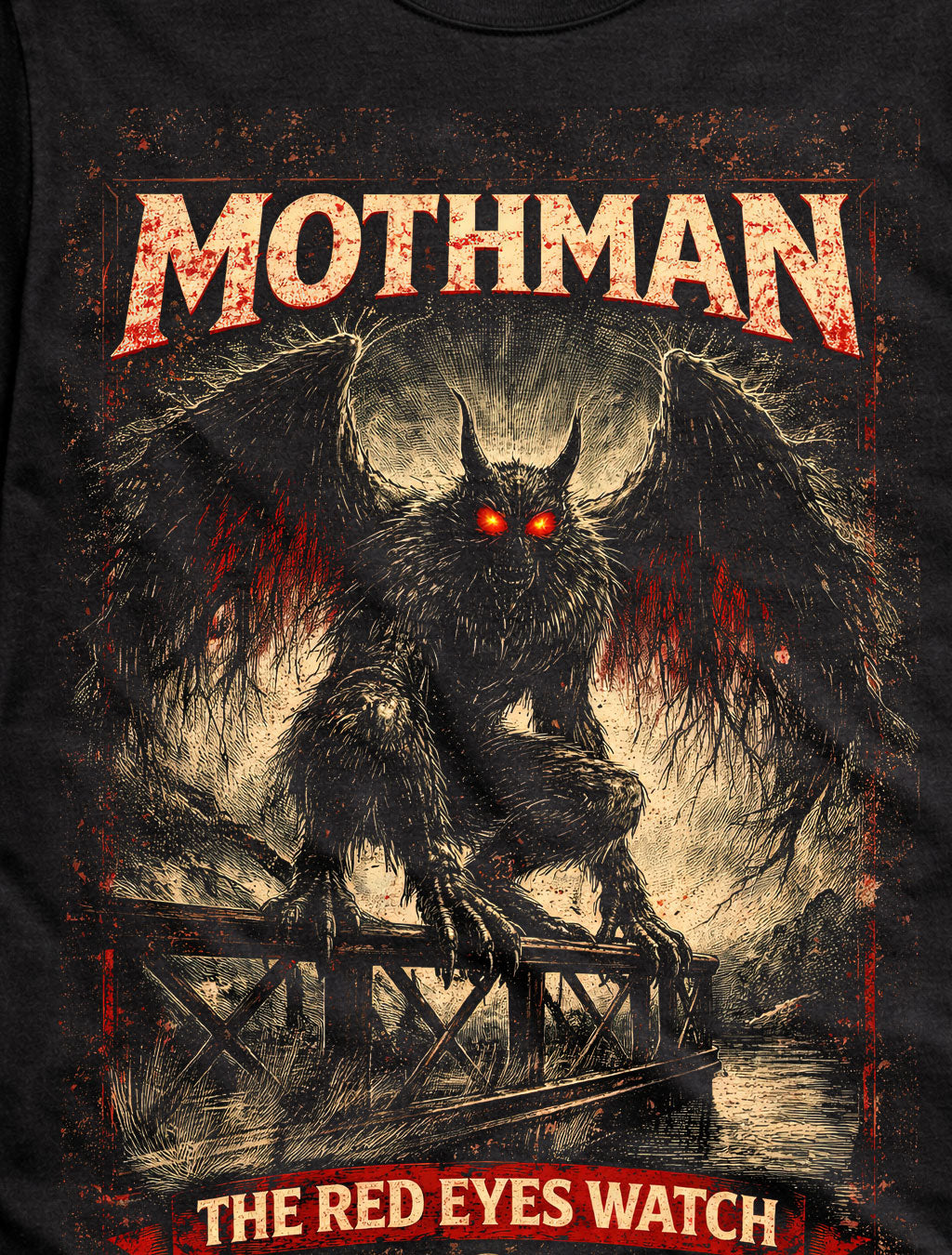 Mothman Red Eyes Cryptid Horror Creature Unisex T-Shirt