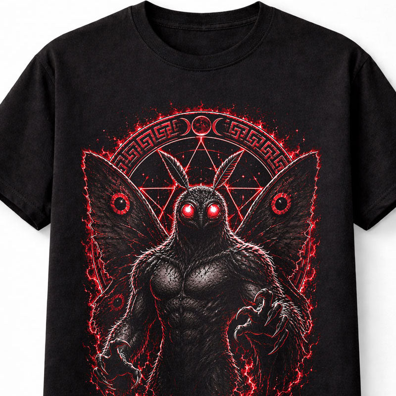Mothman Cryptid Horror Occult Gothic Monster Black Unisex T-Shirt