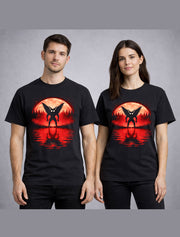 Mothman Cryptid Horror Red Moon Paranormal Graphic Unisex T-Shirt