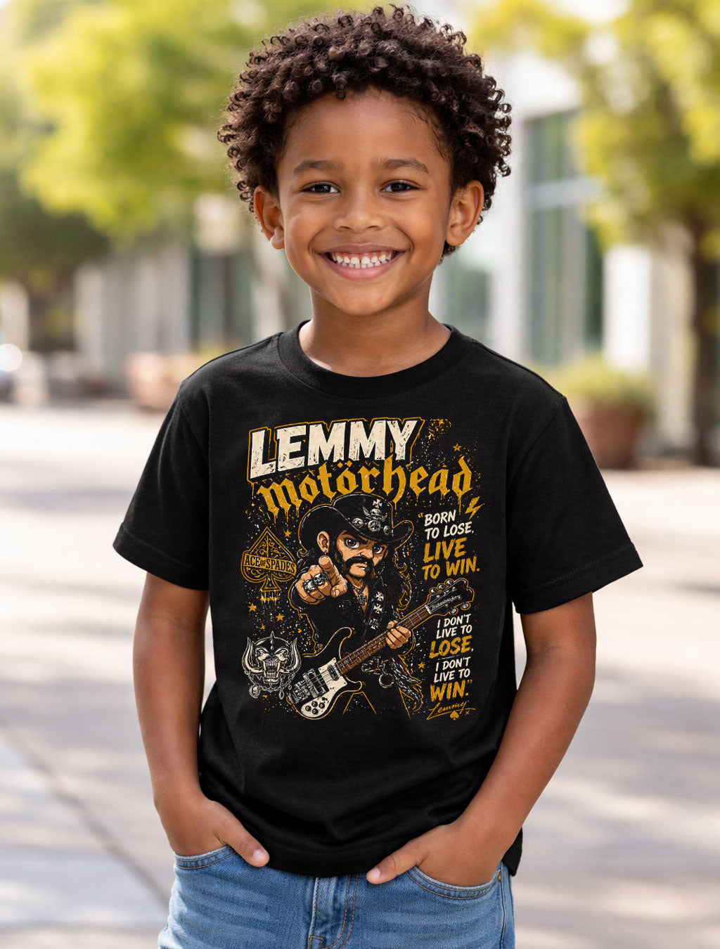 Lemmy Motörhead Inspired Graphic T-Shirt Heavy Metal Rock Tee Vintage Biker Style Band Tribute Shirt Black Adults & Kids Unisex T-Shirt