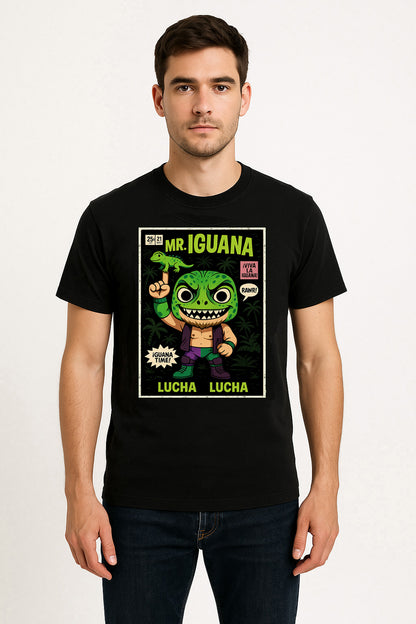 Mr. Iguana “Lucha Lucha” Funo Pop Comic Wrestling T-Shirt — ¡Viva La Iguana!