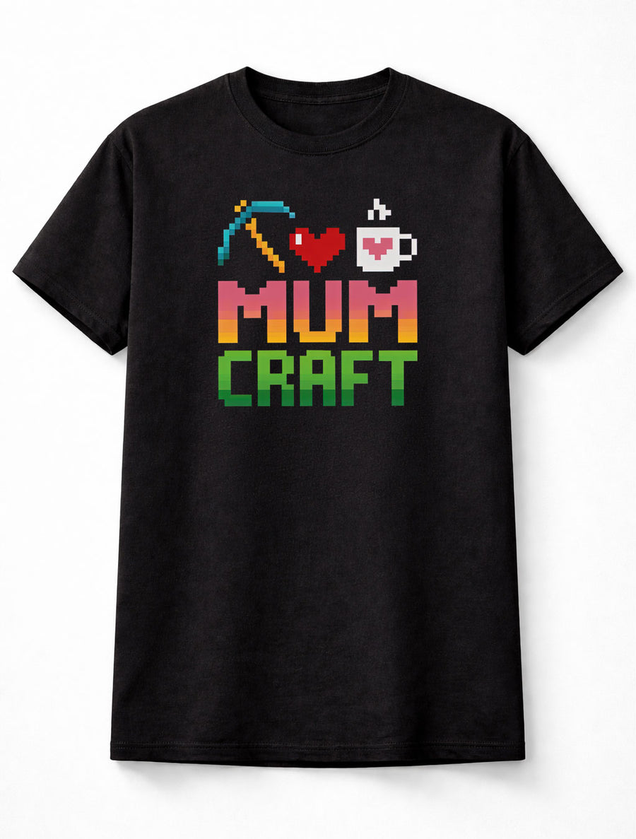 Mumcraft Mum T-Shirt Mothers Day Pixel Art Unisex Black Graphic Tee