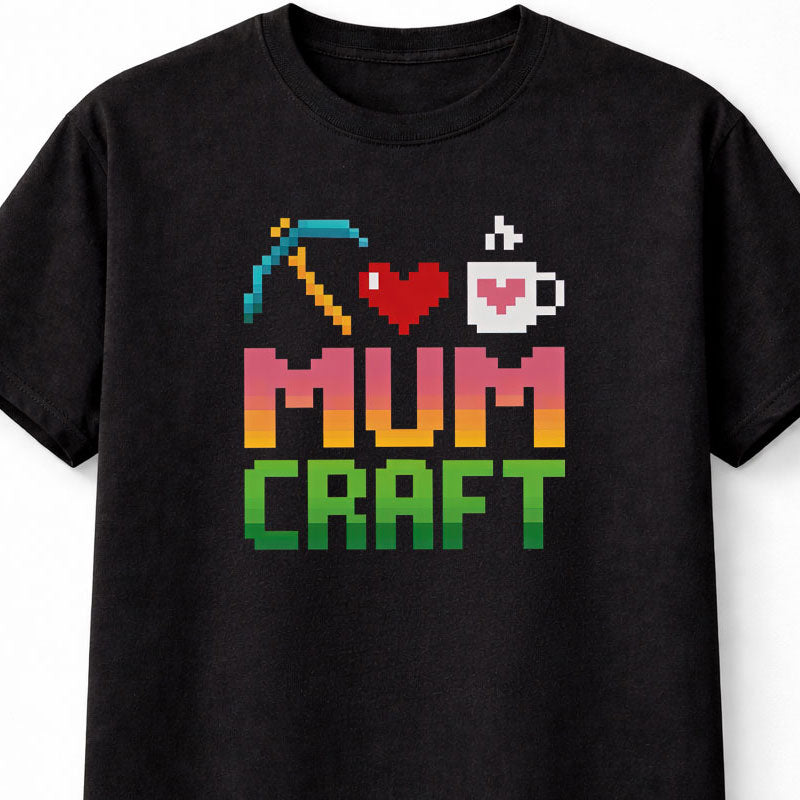 Mumcraft Mum T-Shirt Mothers Day Pixel Art Unisex Black Graphic Tee