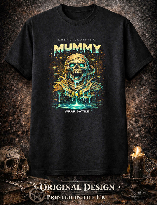 Mummy Skull Unisex Toxic Gothic Horror Graphic T-Shirt Ancient Curse Dark Tee