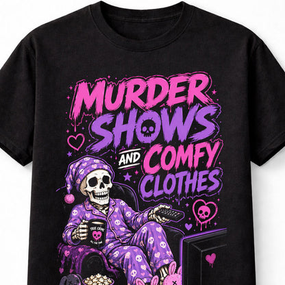 Murder Shows True Crime Skeleton Funny Graphic Unisex T-Shirt