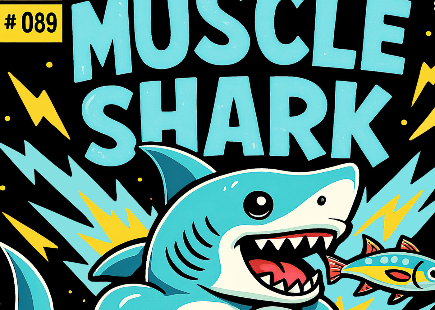 Muscle Shark Gym T Shirt Funny Shark Weightlifting Cartoon Fitness Unisex Tee