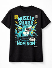 Muscle Shark Gym Workout Cartoon Graphic Unisex T-Shirt
