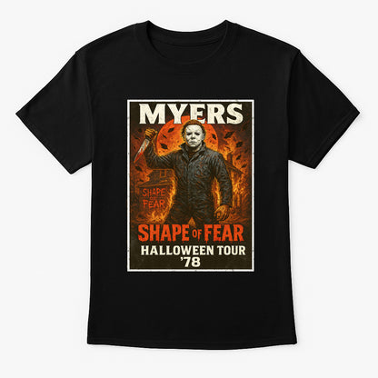 Michael Myers “Shape of Fear” Halloween Tour ’78 Graphic Tee – Retro Horror Comic T-Shirt