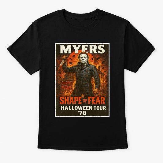 Michael Myers “Shape of Fear” Halloween Tour ’78 Graphic Tee – Retro Horror Comic T-Shirt