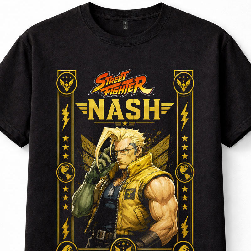 Street Fighter Nash Charlie Fighting Game Retro Black Unisex T-Shirt