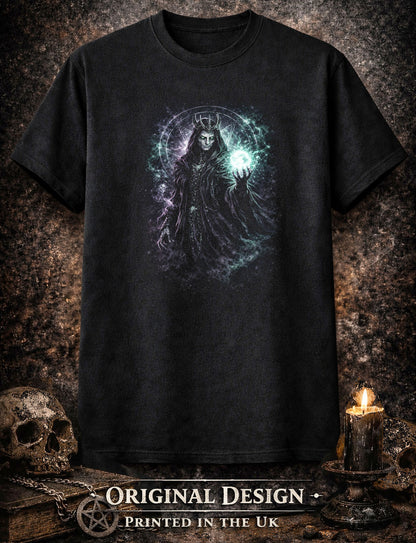 Necromancer T-Shirt Dark Fantasy Gothic Death Magic Unisex Black Graphic Tee