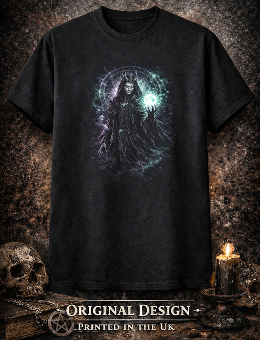 Necromancer T-Shirt Dark Fantasy Gothic Death Magic Unisex Black Graphic Tee