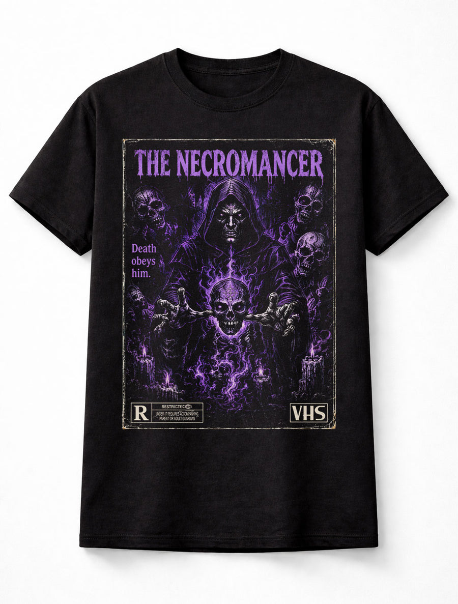 Necromancer VHS Horror Occult Skeleton Gothic Black Unisex T-Shirt