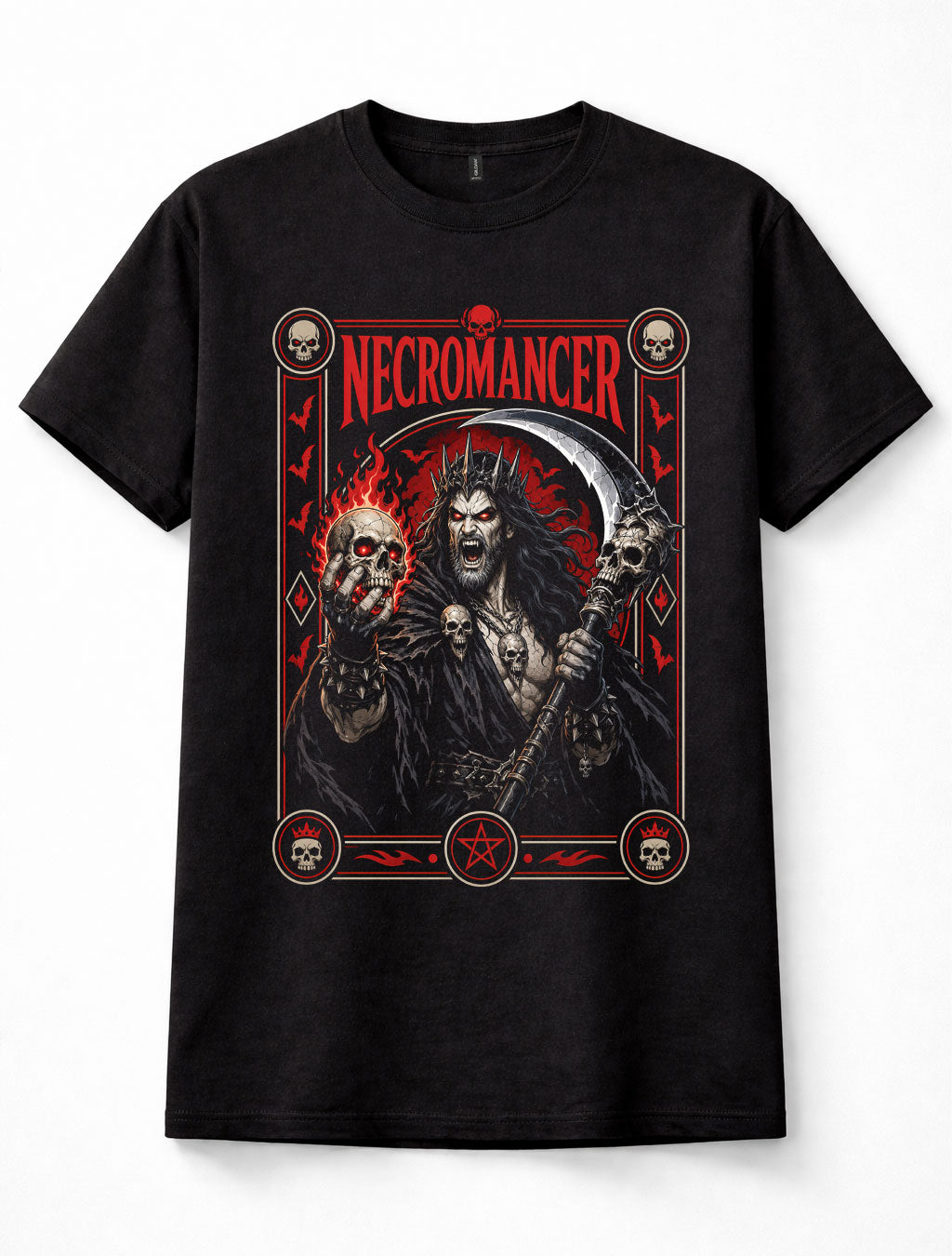 Necromancer Skull Scythe Undead Gothic Dark Fantasy Horror Unisex T-Shirt