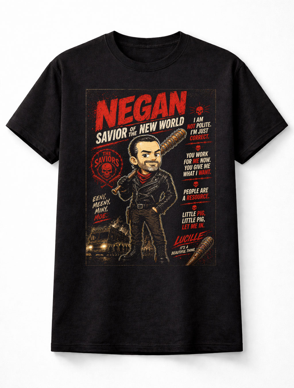 Negan The Walking Dead Savior Villain Graphic Tee Zombie TV Series Shirt Unisex Adults & Kids T-Shirt