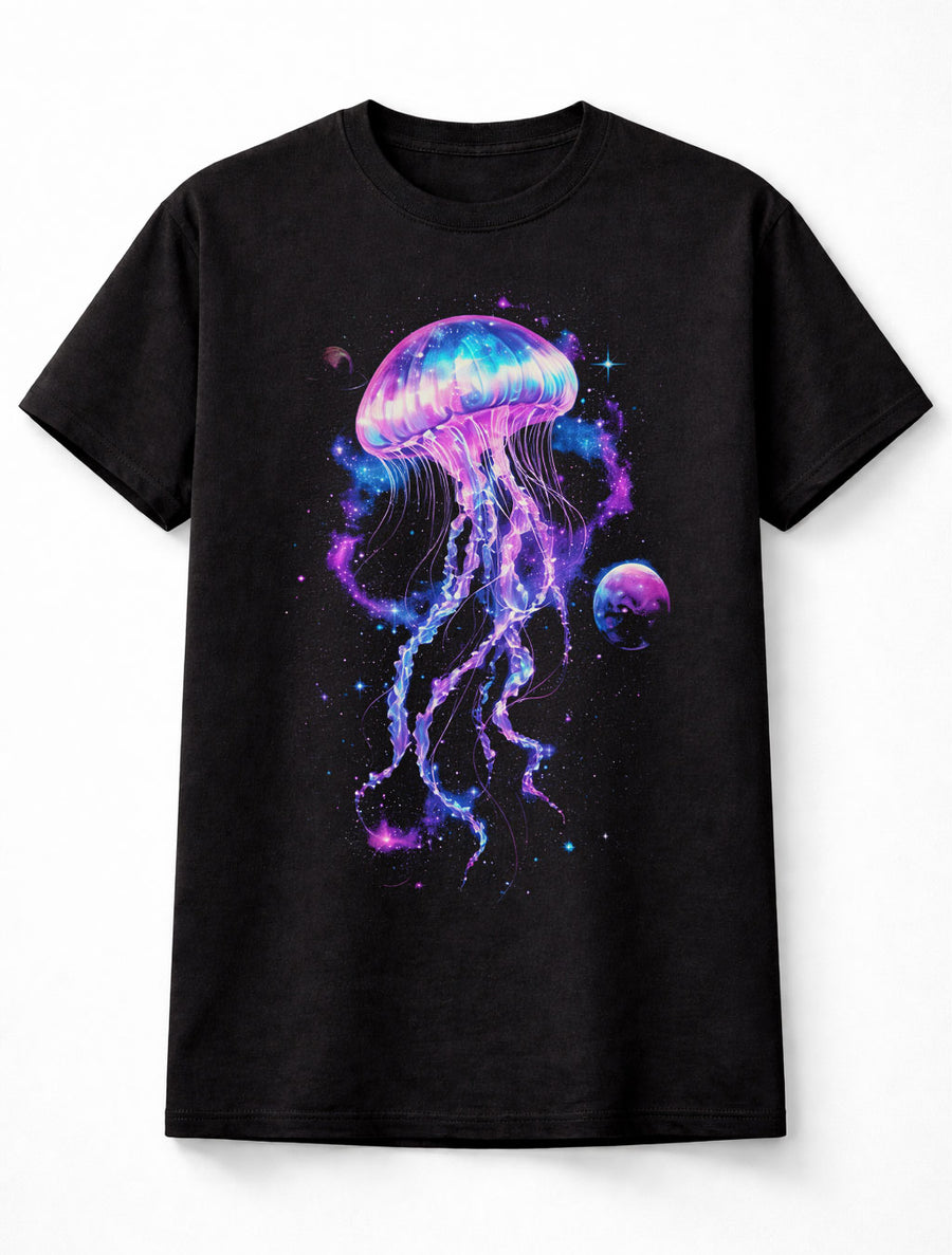 Neon Galaxy Jellyfish Space Aesthetic Graphic Tee Unisex T-Shirt