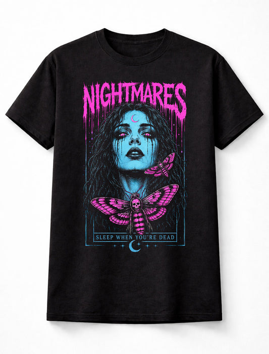 Nightmares Gothic Horror Moth Dark Fantasy Skull Unisex T-Shirt