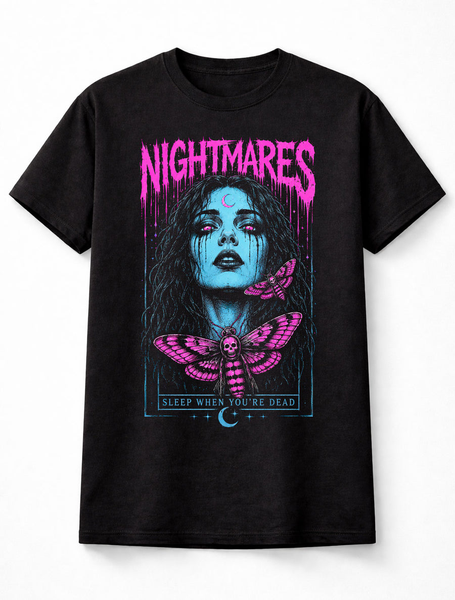 Nightmares Gothic Horror Moth Dark Fantasy Skull Unisex T-Shirt