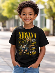 Nirvana Graphic T-Shirt Grunge Rock Band Tee Come As You Are Design Vintage 90s Alternative Yellow Black Distressed Adults & Kids Unisex T-Shirt