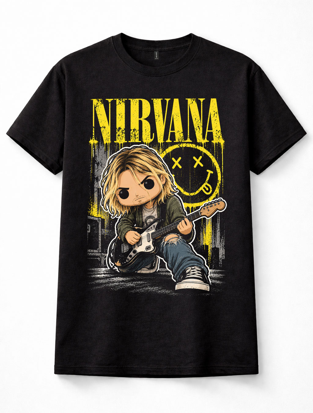 Nirvana Kurt Cobain Grunge Rock Band Smiley Face Unisex T-Shirt – Dread ...