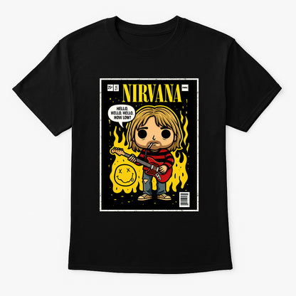 Nirvana Curt Kobain “Hello Hello” Unisex T-Shirt – 90s Grunge Band Comic Edition Graphic Tee