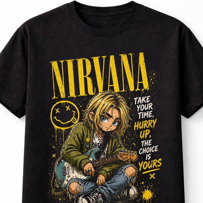 Nirvana Graphic T-Shirt Grunge Rock Band Tee Come As You Are Design Vintage 90s Alternative Yellow Black Distressed Adults & Kids Unisex T-Shirt