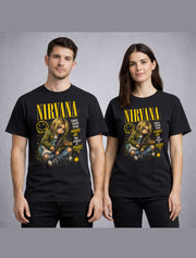 Nirvana Graphic T-Shirt Grunge Rock Band Tee Come As You Are Design Vintage 90s Alternative Yellow Black Distressed Adults & Kids Unisex T-Shirt