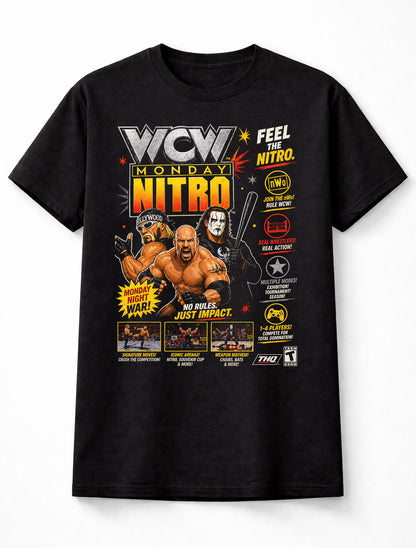 WCW Monday Nitro T-Shirt Wrestling Graphic Tee Hulk Hogan Goldberg Sting nWo Retro Wrestling Shirt 90s WCW Fan Apparel Pro Wrestling Adults & Kids Unisex T-Shirt
