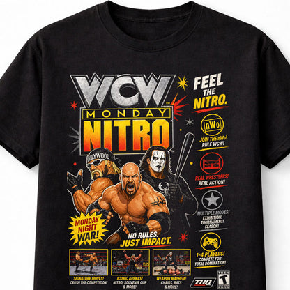 WCW Monday Nitro T-Shirt Wrestling Graphic Tee Hulk Hogan Goldberg Sting nWo Retro Wrestling Shirt 90s WCW Fan Apparel Pro Wrestling Adults & Kids Unisex T-Shirt
