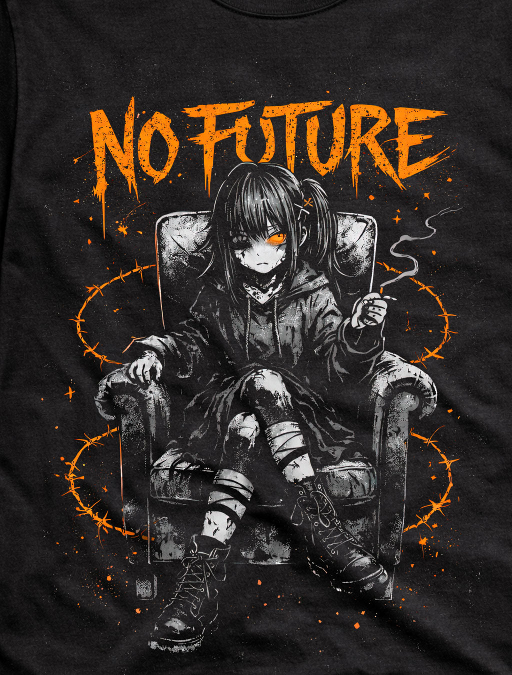 No Future Gothic Anime Punk Emo Japanese Retro Graphic Adults & Kids Unisex T-Shirt