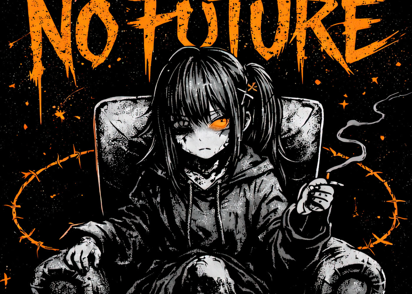 No Future Gothic Anime Punk Emo Japanese Retro Graphic Adults & Kids Unisex T-Shirt
