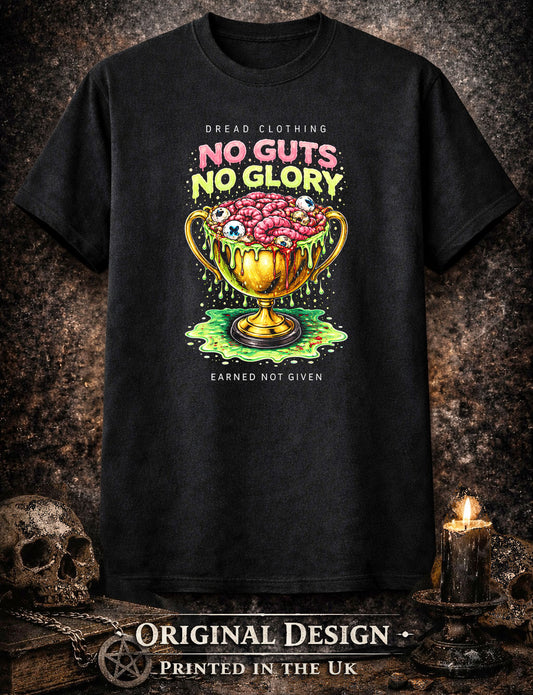 No Guts No Glory Skull Unisex Toxic Gothic Horror Trophy Graphic T-Shirt Art