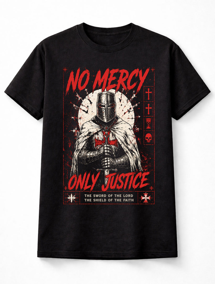 No Mercy Only Justice Knights Templar Crusader Warrior Unisex T-Shirt