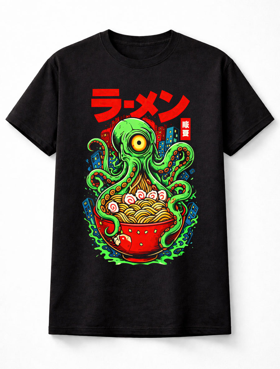Ramen Octopus Monster Graphic Japanese Noodle Kaiju Unisex T-Shirt
