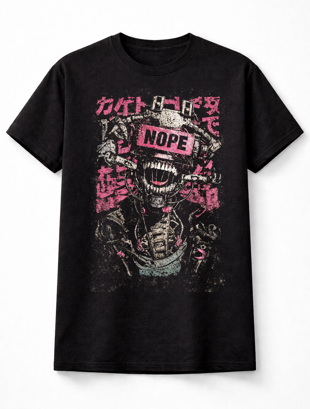 Nope Mecha Japanese Cyberpunk Y2K Retro Techwear Manga Anime Adults & Kids Unisex T-Shirt