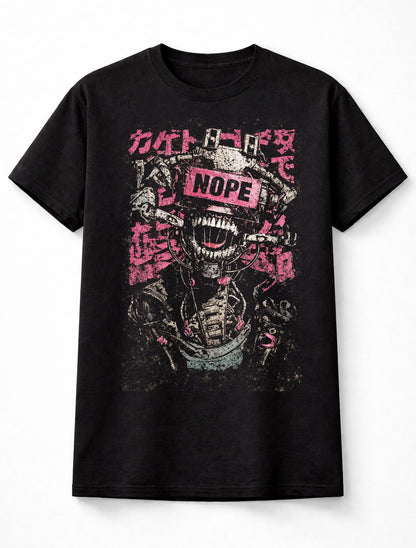 Nope Mecha Japanese Cyberpunk Y2K Retro Techwear Manga Anime Adults & Kids Unisex T-Shirt