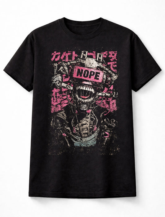 Nope Mecha Japanese Cyberpunk Y2K Retro Techwear Manga Anime Adults & Kids Unisex T-Shirt