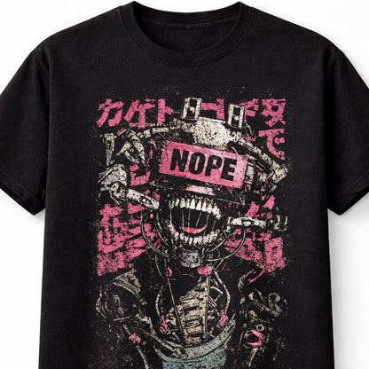 Nope Mecha Japanese Cyberpunk Y2K Retro Techwear Manga Anime Adults & Kids Unisex T-Shirt