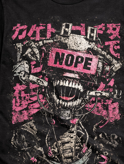 Nope Mecha Japanese Cyberpunk Y2K Retro Techwear Manga Anime Adults & Kids Unisex T-Shirt