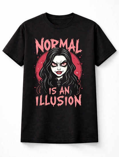 Vampire Horror Doll Normal Is An Illusion Gothic Graphic Unisex T-Shirt