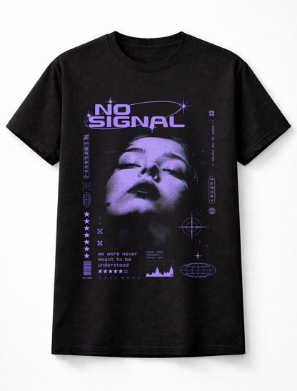 No Signal Glitch Girl Cyber Goth Y2K Graphic Unisex T-Shirt
